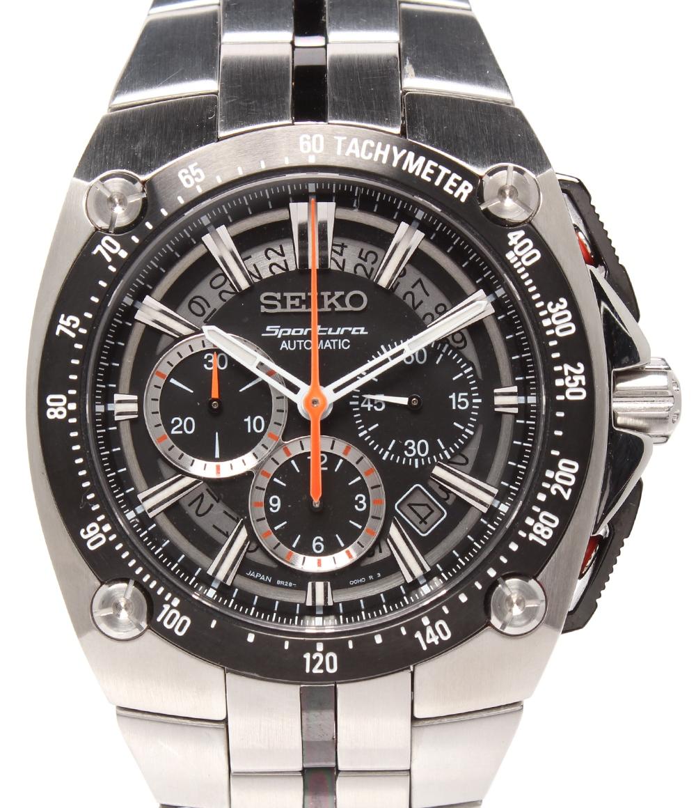 SEIKO 腕時計 スポーチュラ クロノグラフ 限定モデル 自動巻き ブラック SRQ007JC 8R28-00E0
